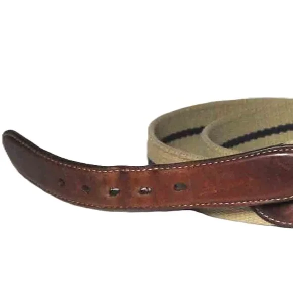 Vintage Orvis Belt Brass Buckle Leather Canvas Men's Size 42 - Picture 2 of 2